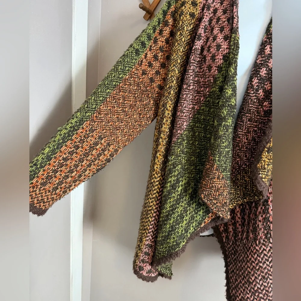 Orvis Green Pink Wool Blend Waterfall Cardigan M - Picture 2 of 4